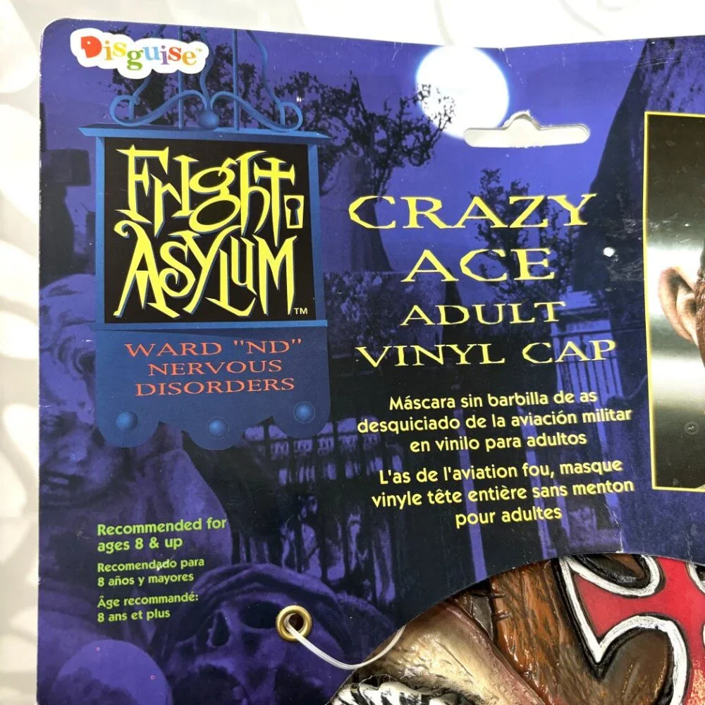Crazy Ace Google Eyed Flight Helmet Vinyl Cap Mask Fright Asylum NWT NOS VTG
